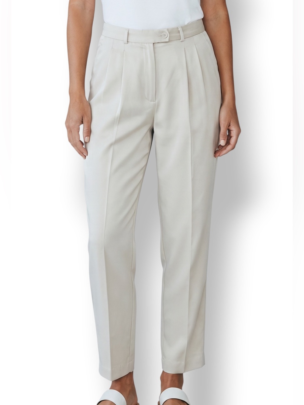 4/$20 Talbots Ivory Pleated Dress Pants Women 4 Classic High Rise Tapered Career
